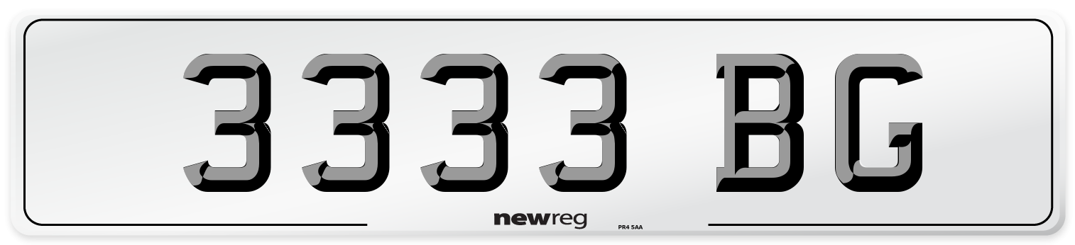 3333 BG Number Plate from New Reg